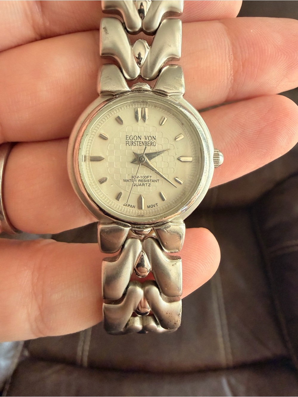 •EGON VON FURSTENBERG• Vintage Quartz Silver Tone Wrist Watch (some rubbing)